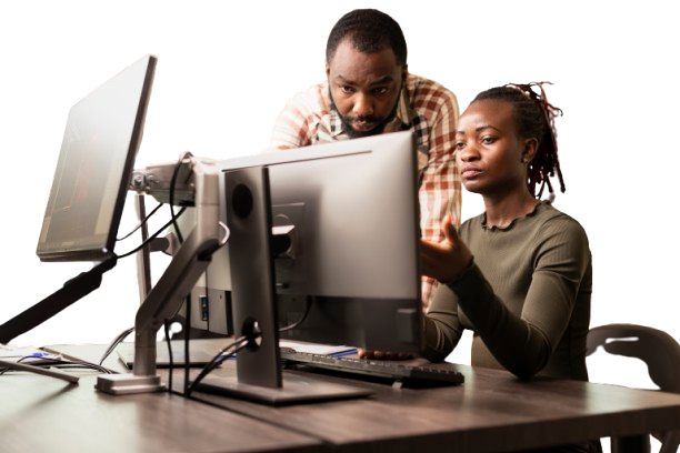 black coworkers exchange creative ideas removebg preview compressed (1)